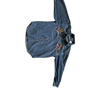 Vintage Bobbie Brooks Denim Christmas Shirt Embroidered Bears Sz Large
